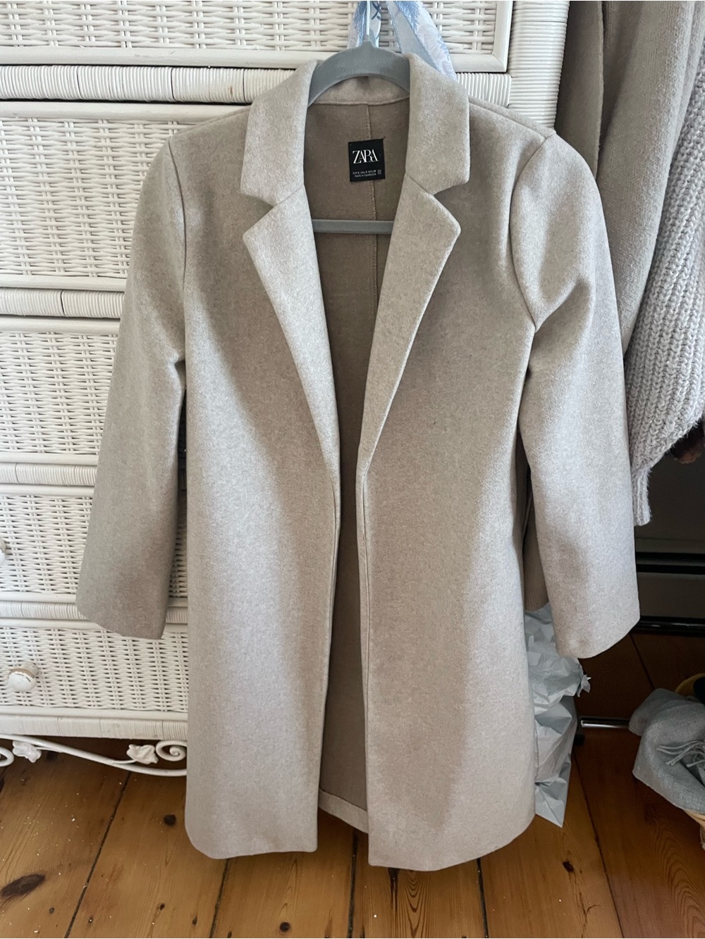 Zara Beige Tailored Long Trench Coat